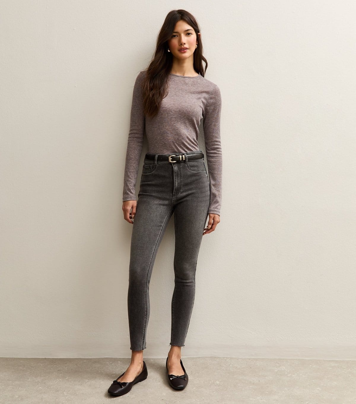 New Look Women's Grey Hallie Disco Frayed Hem Super Skinny Jeans New Look - 4