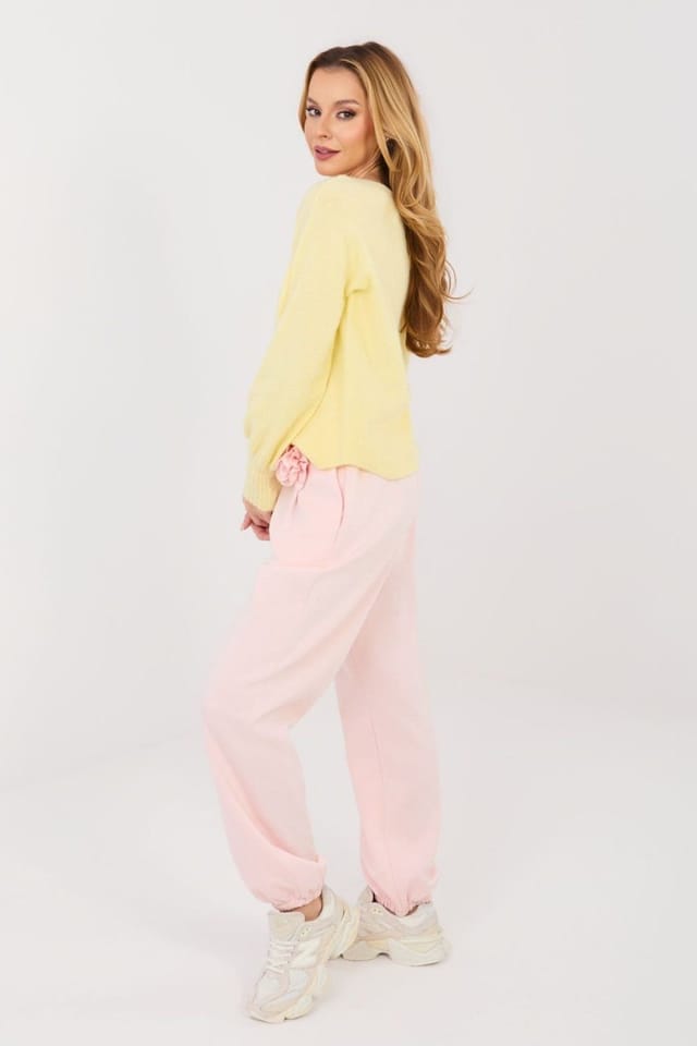 Love Lace Love Lace Women's Elegant Jogger Sweatpants with Brooch Detail in Pink - 3