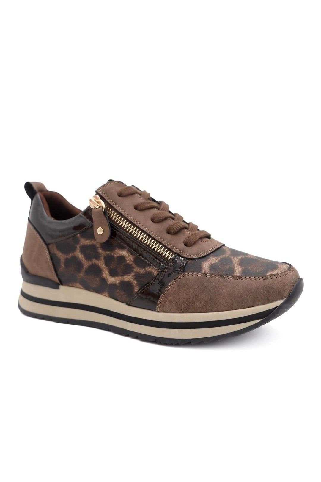 Pavers Pavers Women's Zip-Up Laced Trainers in Brown