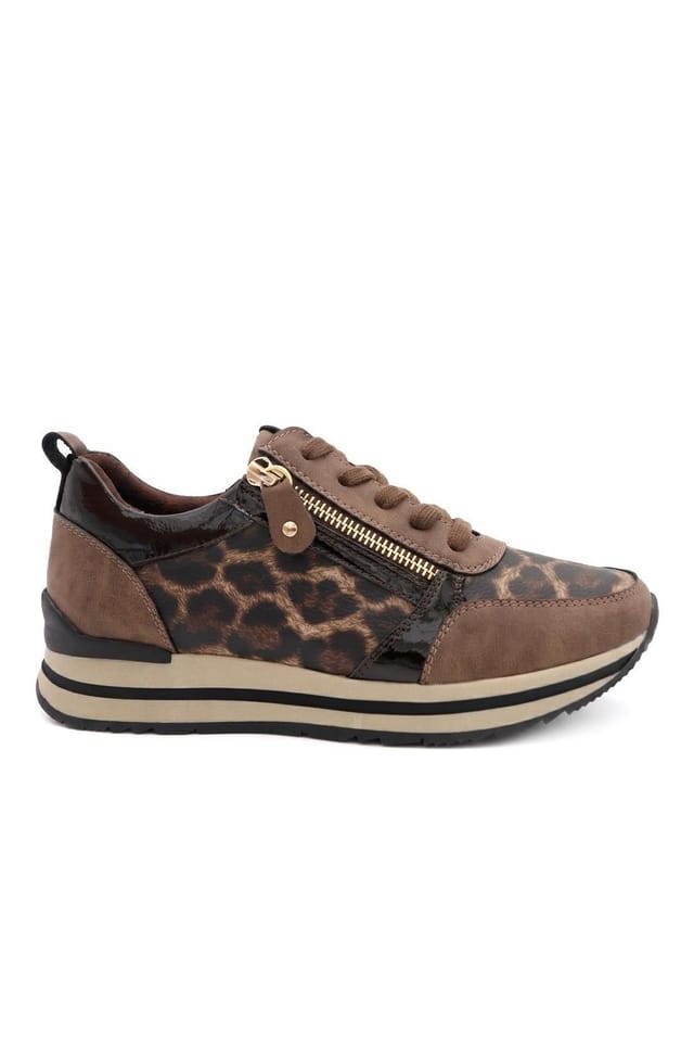 Pavers Pavers Women's Zip-Up Laced Trainers in Brown - 2