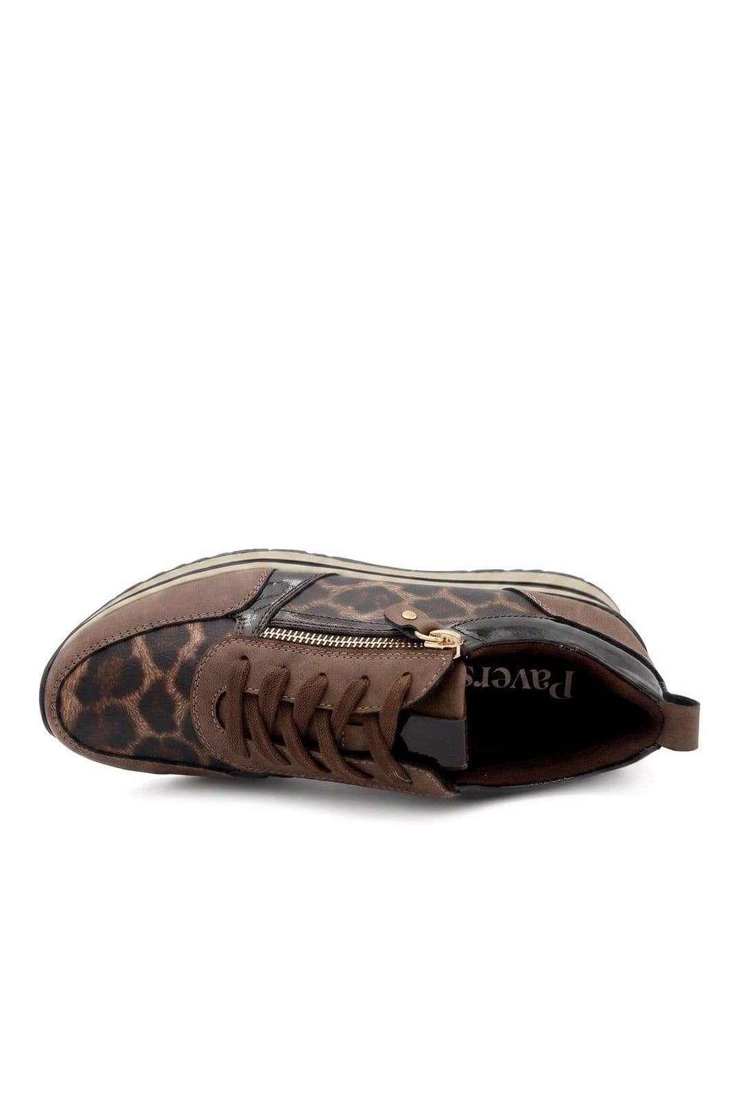 Pavers Pavers Women's Zip-Up Laced Trainers in Brown - 4