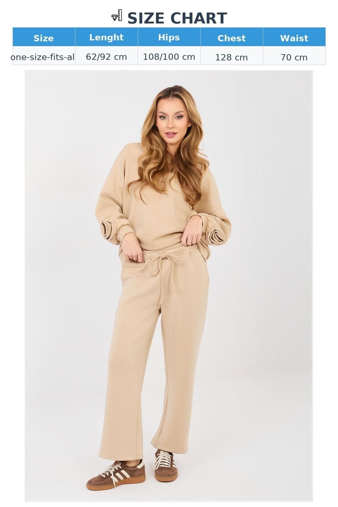 Love Lace Love Lace Women's Viscose Elastane Casual Sweatshirt Trousers Set in Beige - 4