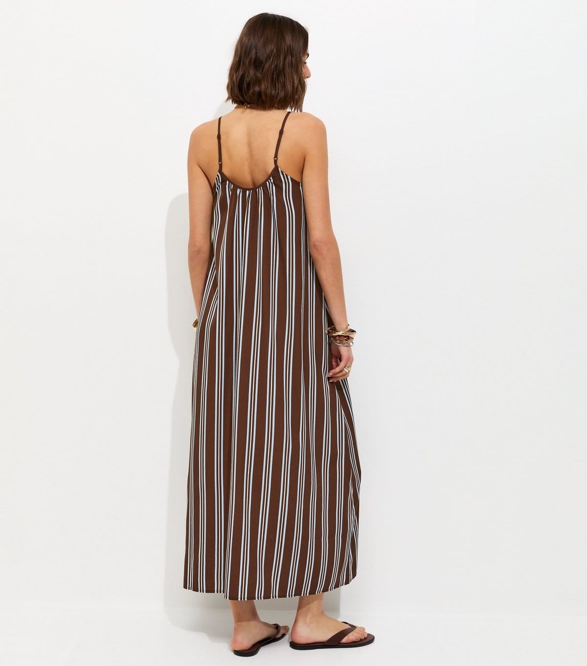 New Look Women's Brown Stripe Crepe Cami Strap Maxi Dress New Look - 4