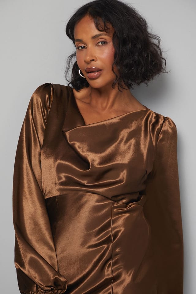 Wallis Wallis Women's Satin Cowl Neck Midi Dress in Gun Metal - 2