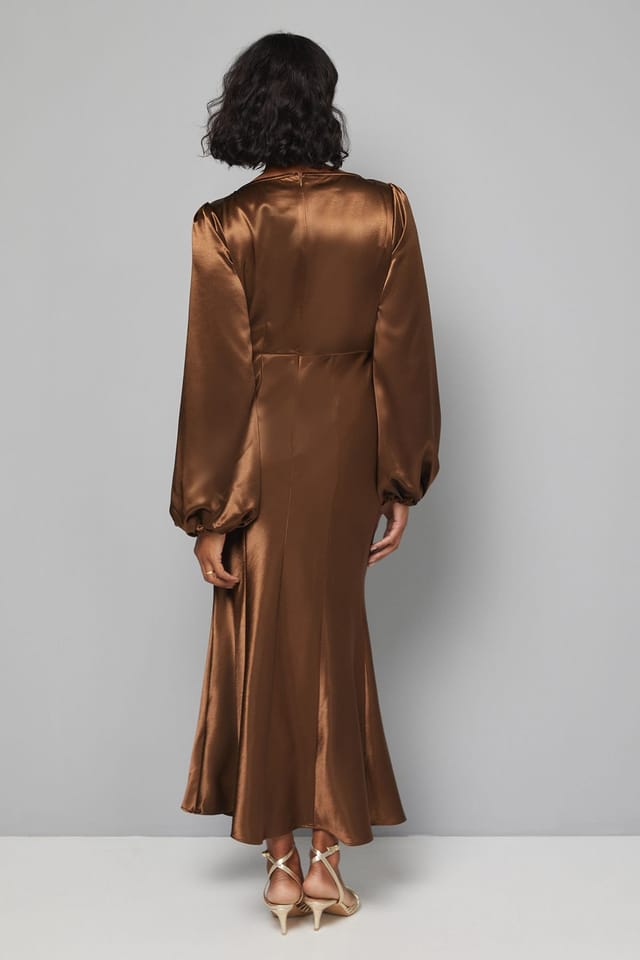 Wallis Wallis Women's Satin Cowl Neck Midi Dress in Gun Metal - 3