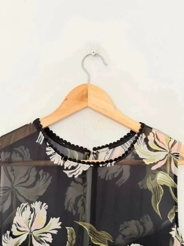 Hobbs Hobbs Dress Size UK 12 Black Floral Lightweight Mini Flared Summer Ava . .