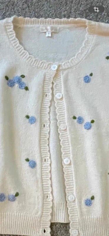 ASOS Design Cream floral knitted cardigan