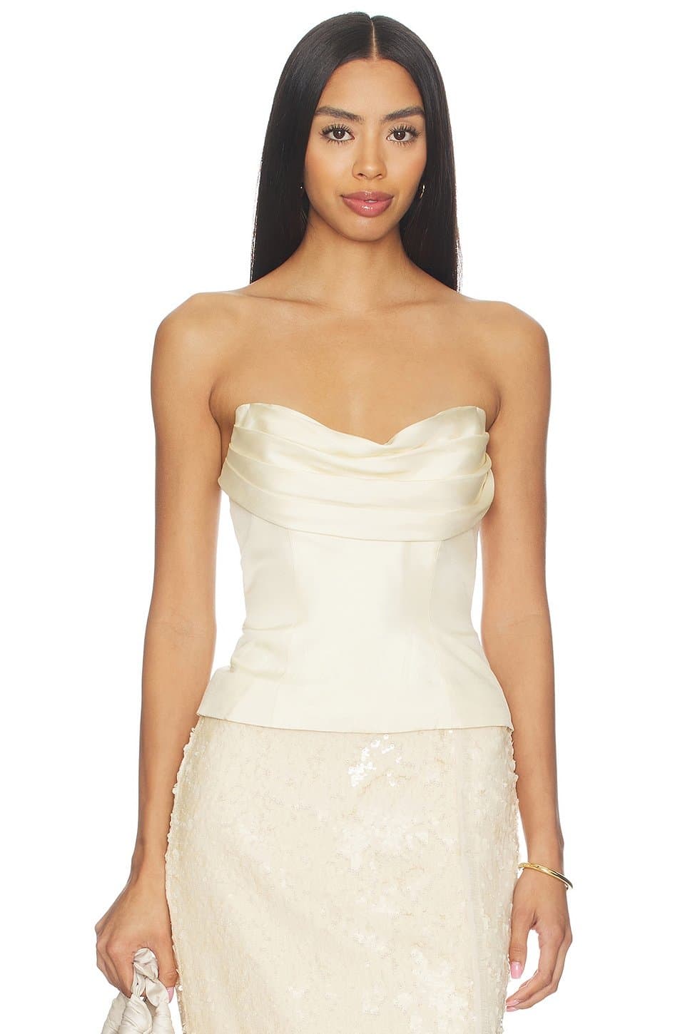revolve Revolve Pearled Ivory Silk Bustier