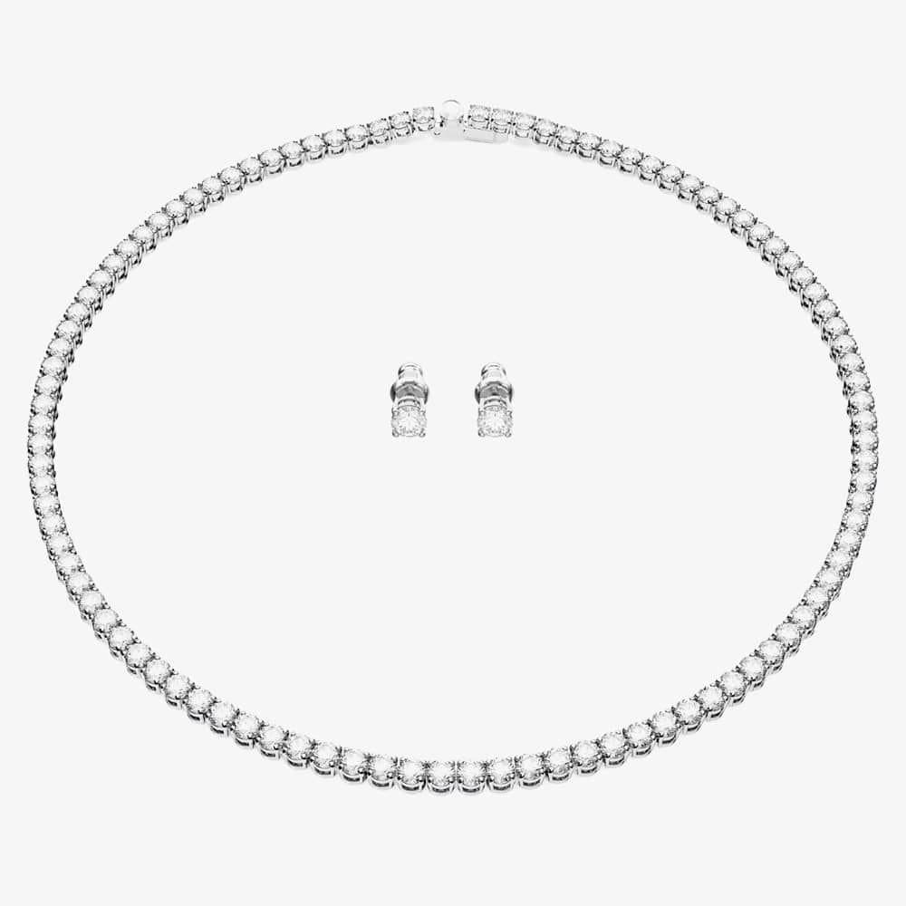 Swarovski Swarovski Women's Matrix White Tennis Necklace & Earrings Jewellery Set 5647730 in Silver