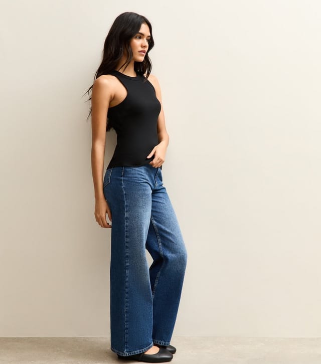 New Look Women's Black Racerback Ribbed Jersey Vest New Look - 3