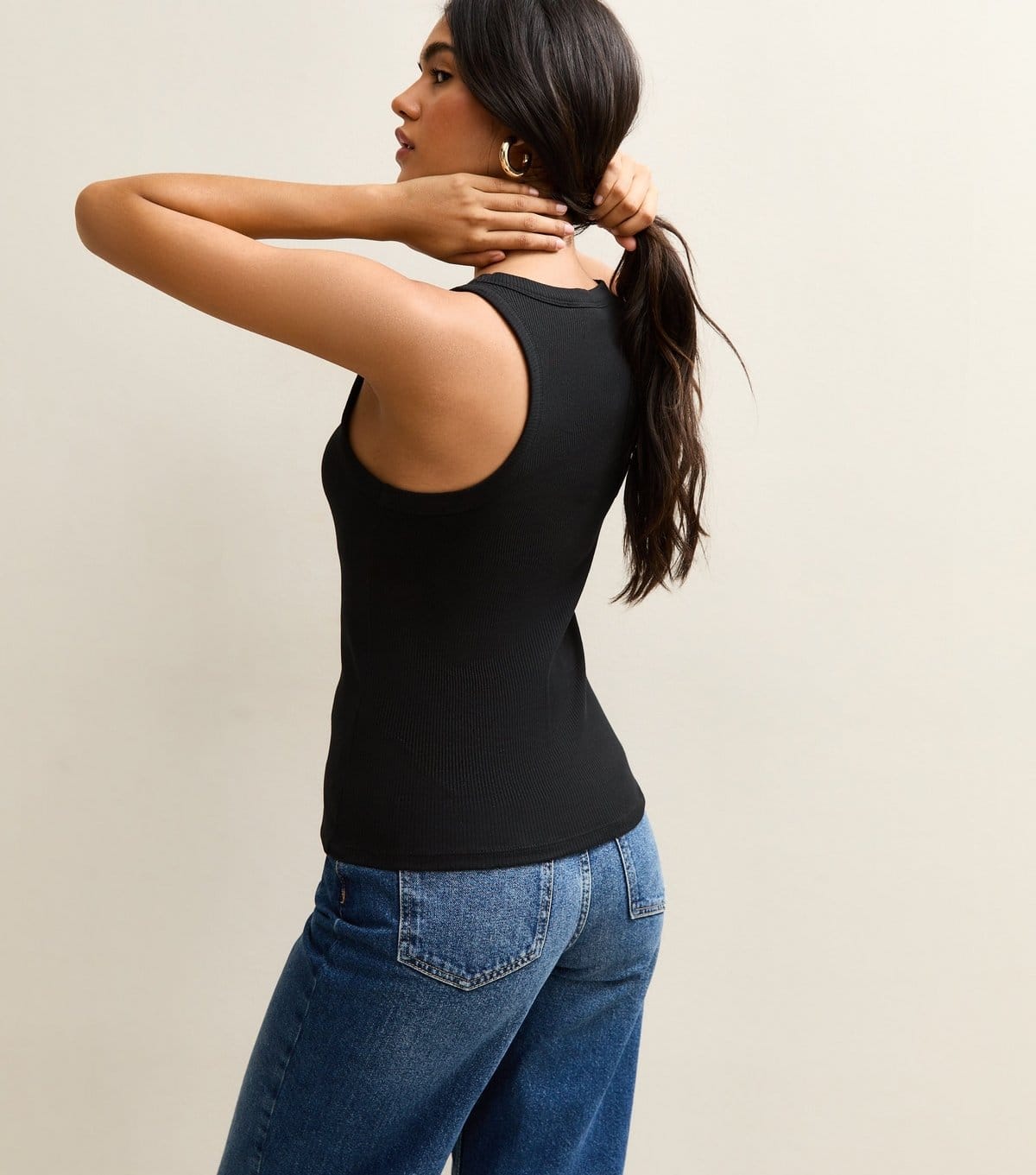 New Look Women's Black Racerback Ribbed Jersey Vest New Look - 4