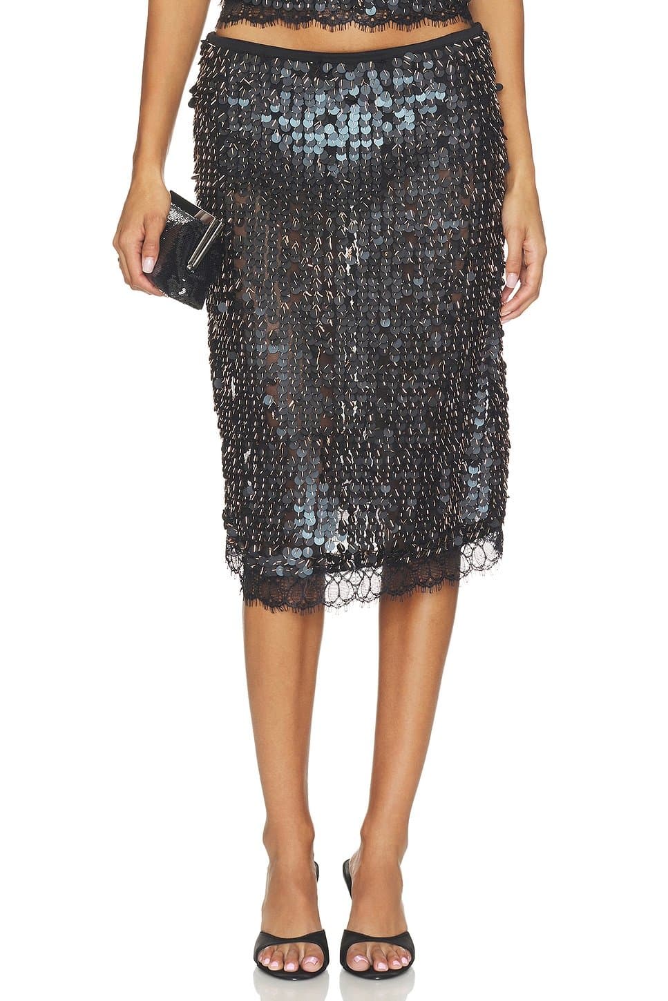 revolve Helene Sequin Embellished Midi Skirt