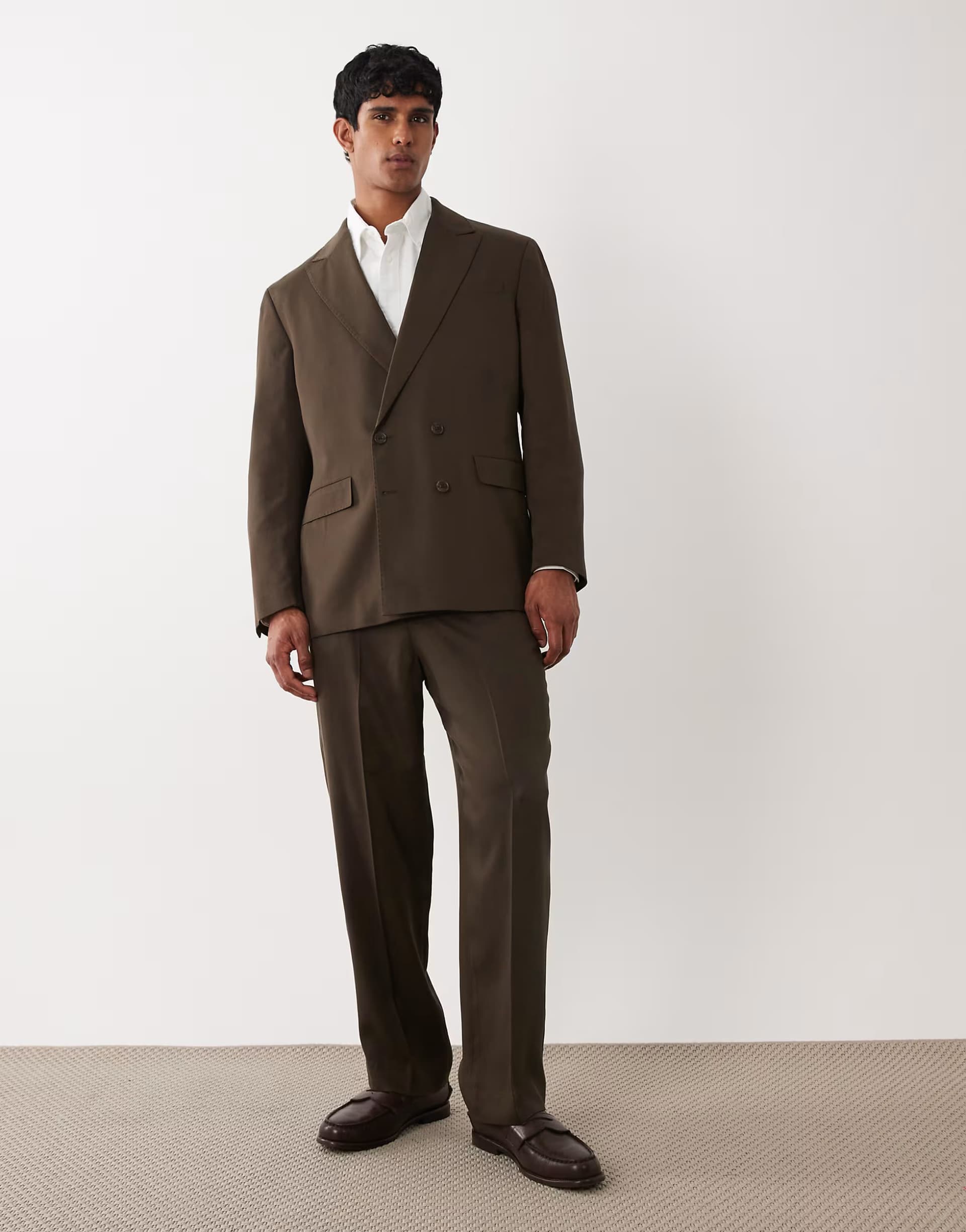 ASOS Selected co-ord regular suit trousers in brown