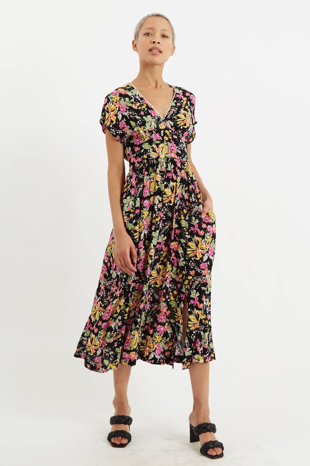 Louche Louche Women's Unity Flower Burst V-Neck Midi Dress - 2