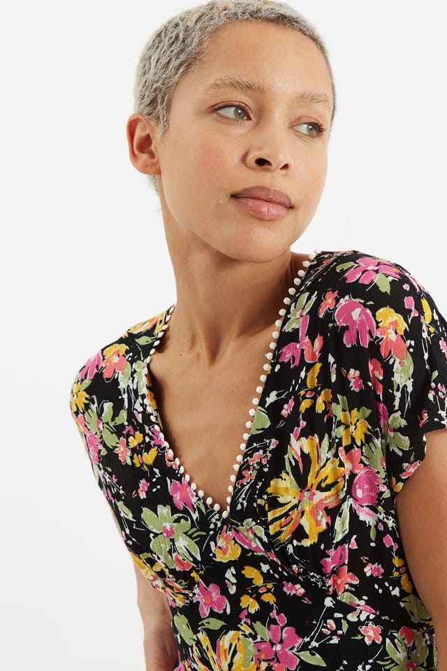 Louche Louche Women's Unity Flower Burst V-Neck Midi Dress - 3