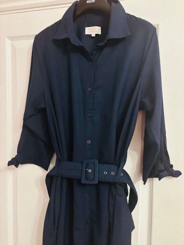 Dancing Leopard Dancing leopard plunge shirt dress wedding work party pockets 16-18 same day post - 1