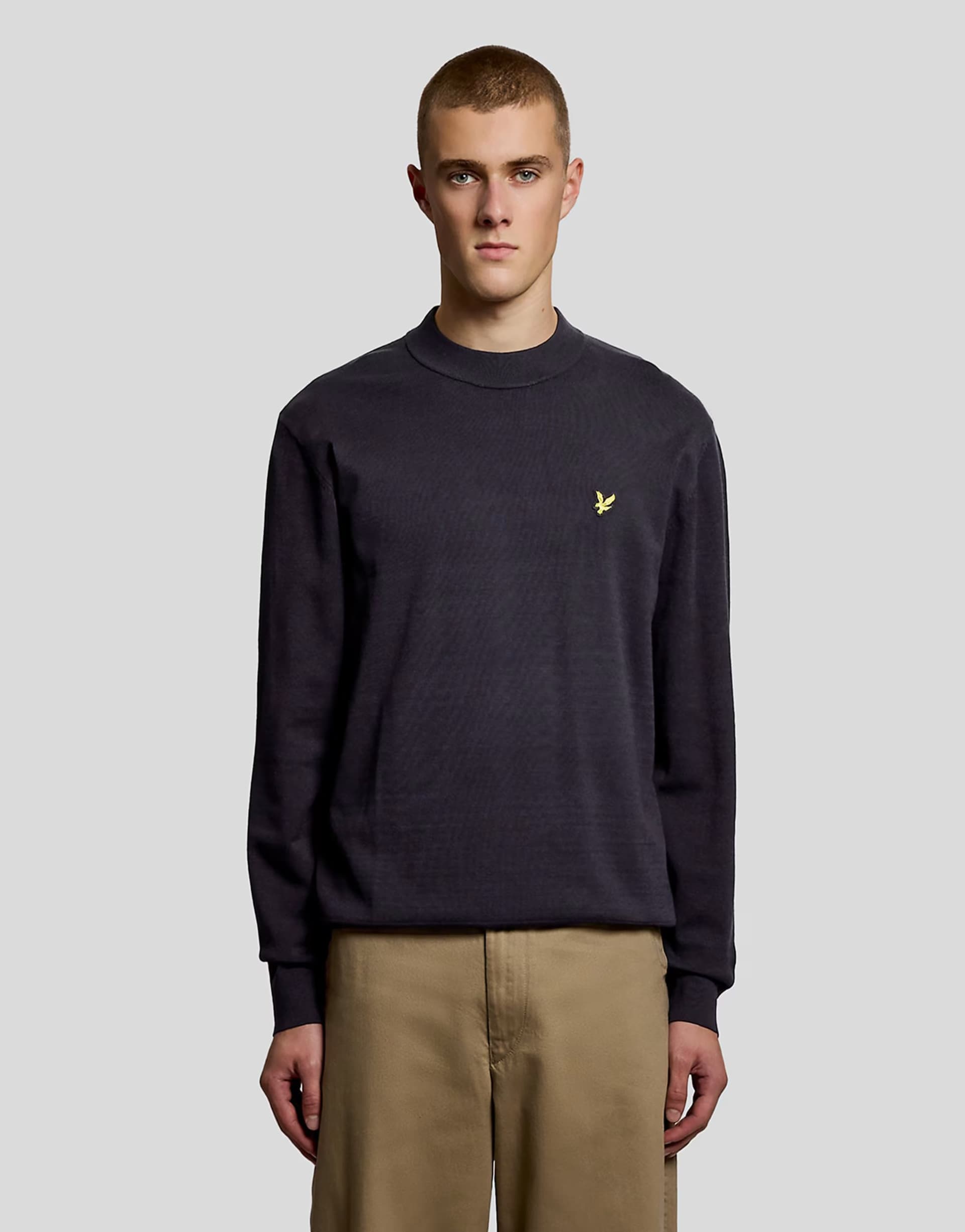 ASOS Lyle & Scott Mid knits relaxed mock neck jumper in z271 dark navy