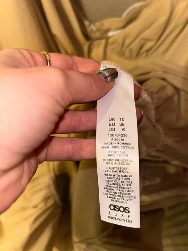 ASOS ASOS Luxe one shoulder cotton dress with corset detail and ruffles in stone -size UK 10.