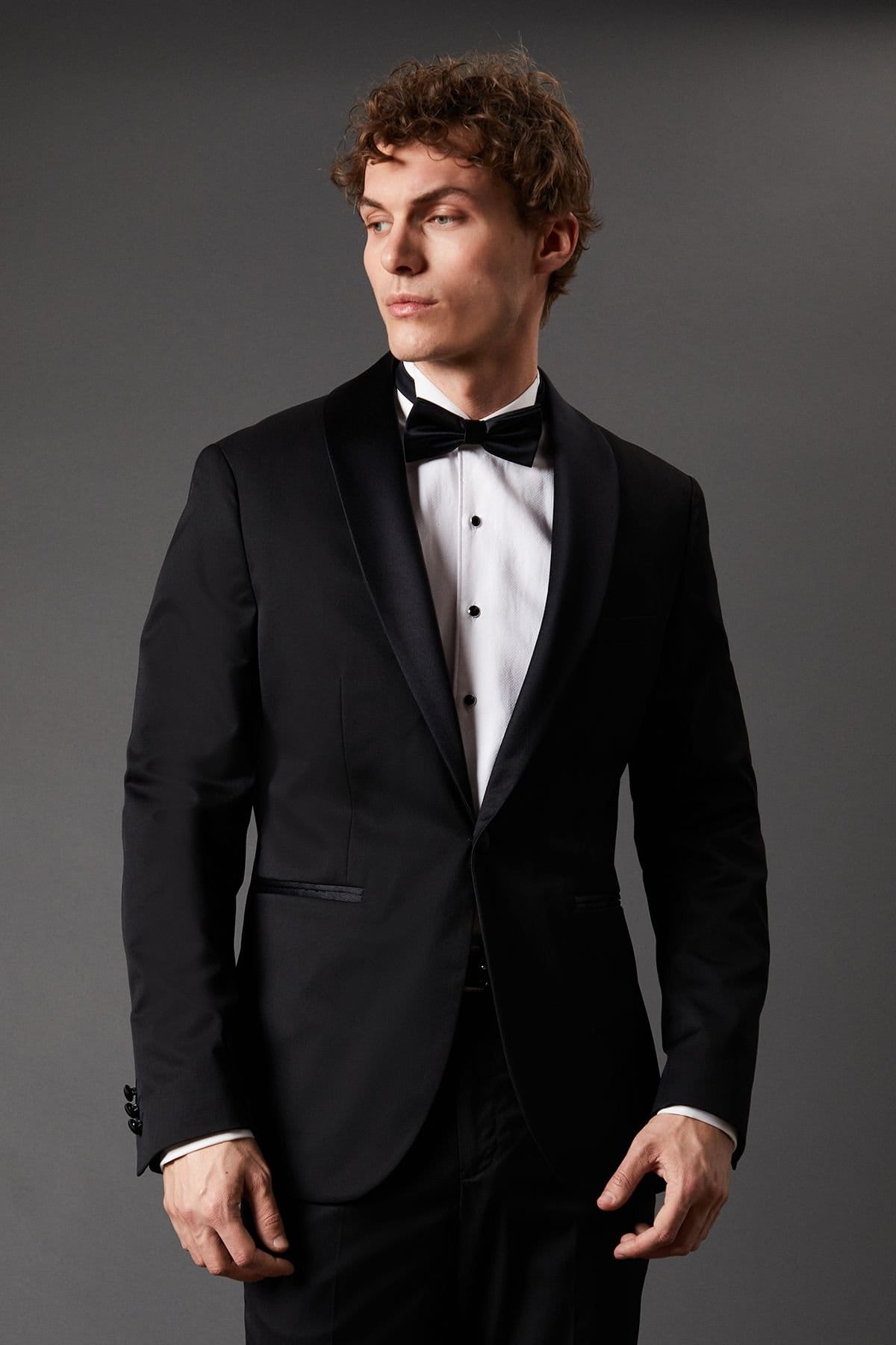 Burton Men's Black Slim Fit Shawl Collar Tuxedo Jacket