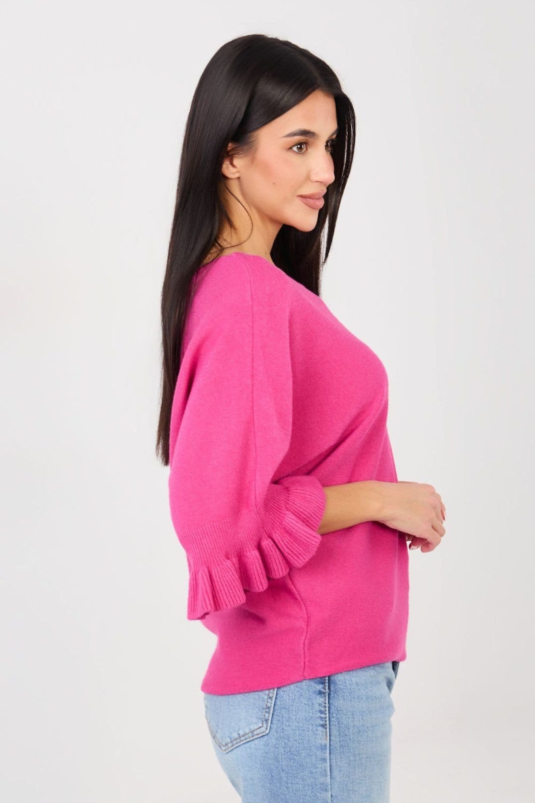 Love Lace Pink Viscose Blend Frilled Sweater