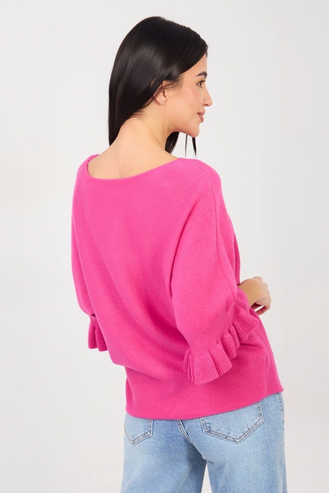 Love Lace Love Lace Women's Elegant Viscose Blend Round Neck Sweater Frill in Pink - 4