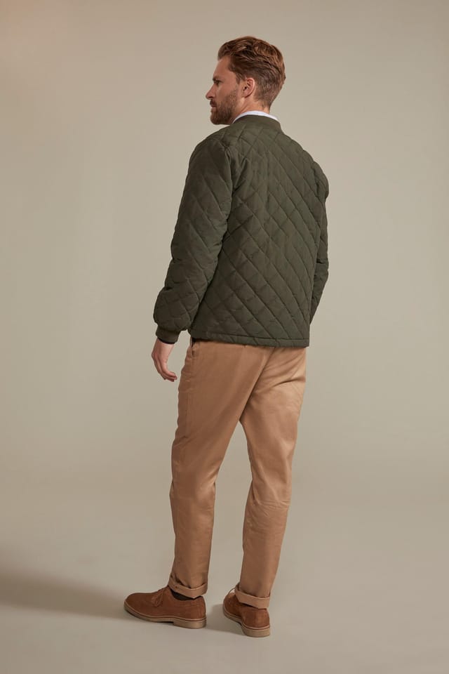Hinter & Hobart Hinter & Hobart Men's 'Pembroke' Lightweight Water Resistant Casual Full Zip Quilted Jacket in Khaki - 3
