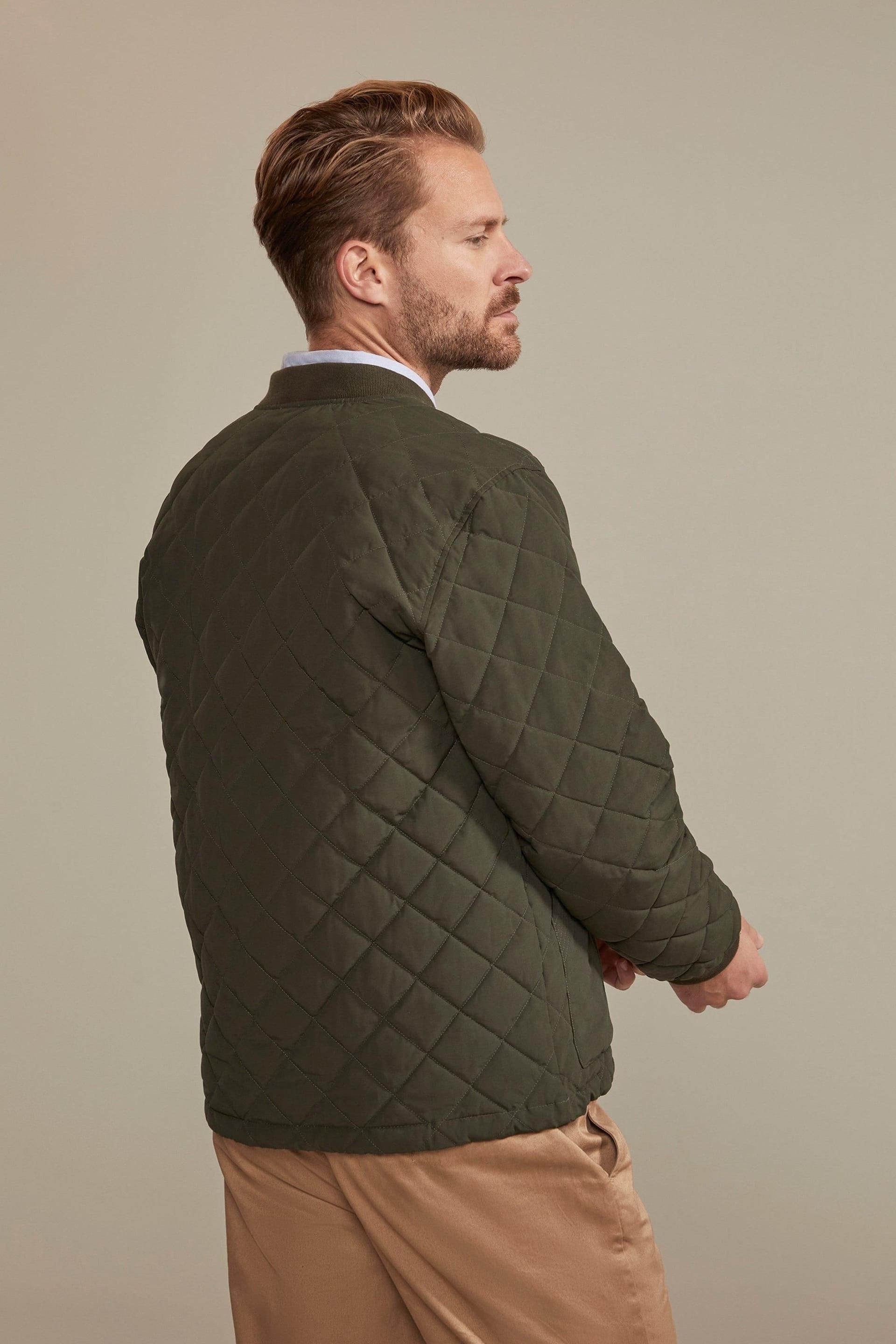 Hinter & Hobart Hinter & Hobart Men's 'Pembroke' Lightweight Water Resistant Casual Full Zip Quilted Jacket in Khaki - 4