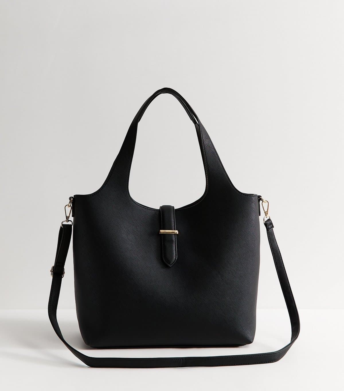 New Look New Look Black Faux Leather Slip Front Tote Bag Vegan