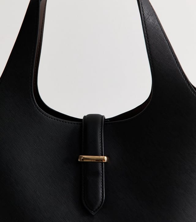New Look Black Faux Leather Slip Front Tote Bag Vegan New Look - 3