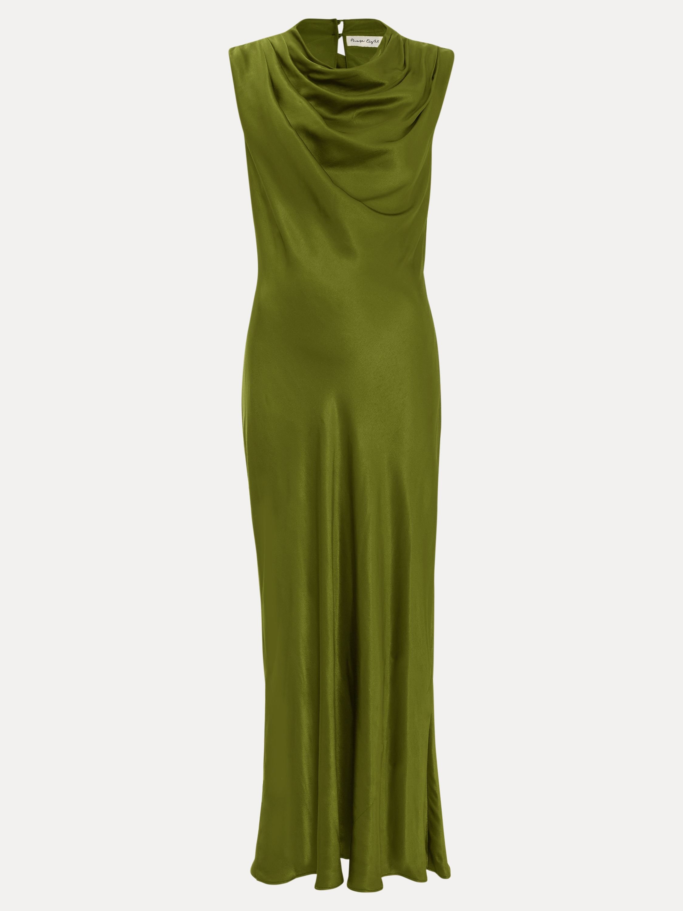 Phase Eight Phase Eight Women's Hallie Green Satin Cowl Neck Midi Dress in Olive - 2