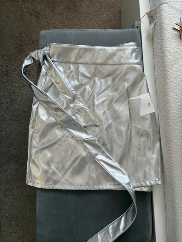 Never Fully Dressed Silver Never Fully Dressed silver leather mini skirt