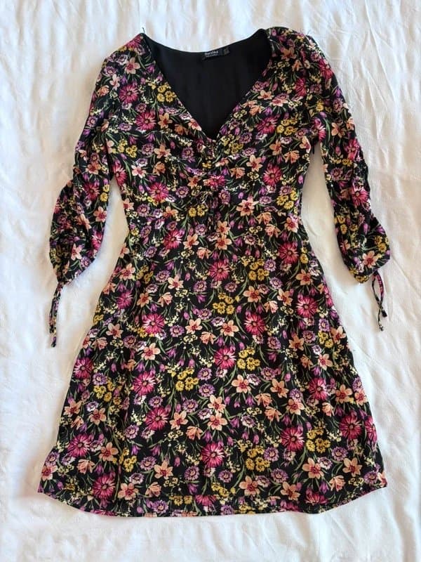 Bershka Black floral mini dress