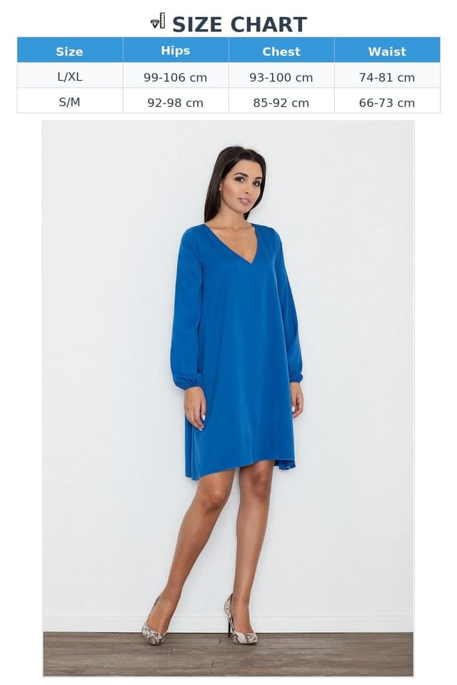 Love Lace Love Lace Women's Loose Fit Pointed Neck Dress That Flatters in Blue - 3