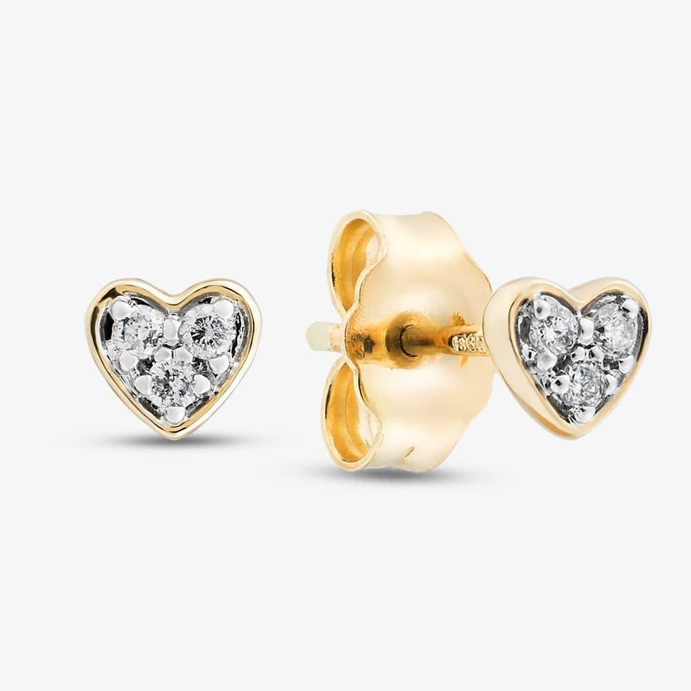 T.H.Baker T.H.Baker Women's 9ct Yellow Gold 0.05ct Diamond Heart Stud Earrings THE46488-05 (YG)