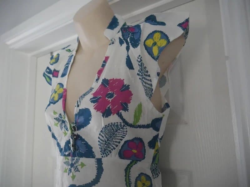 Carbon Carbon Dress Ladies Size 10 Multicoloured Floral Cotton Summer Holiday tea Sundress Bold Flowers