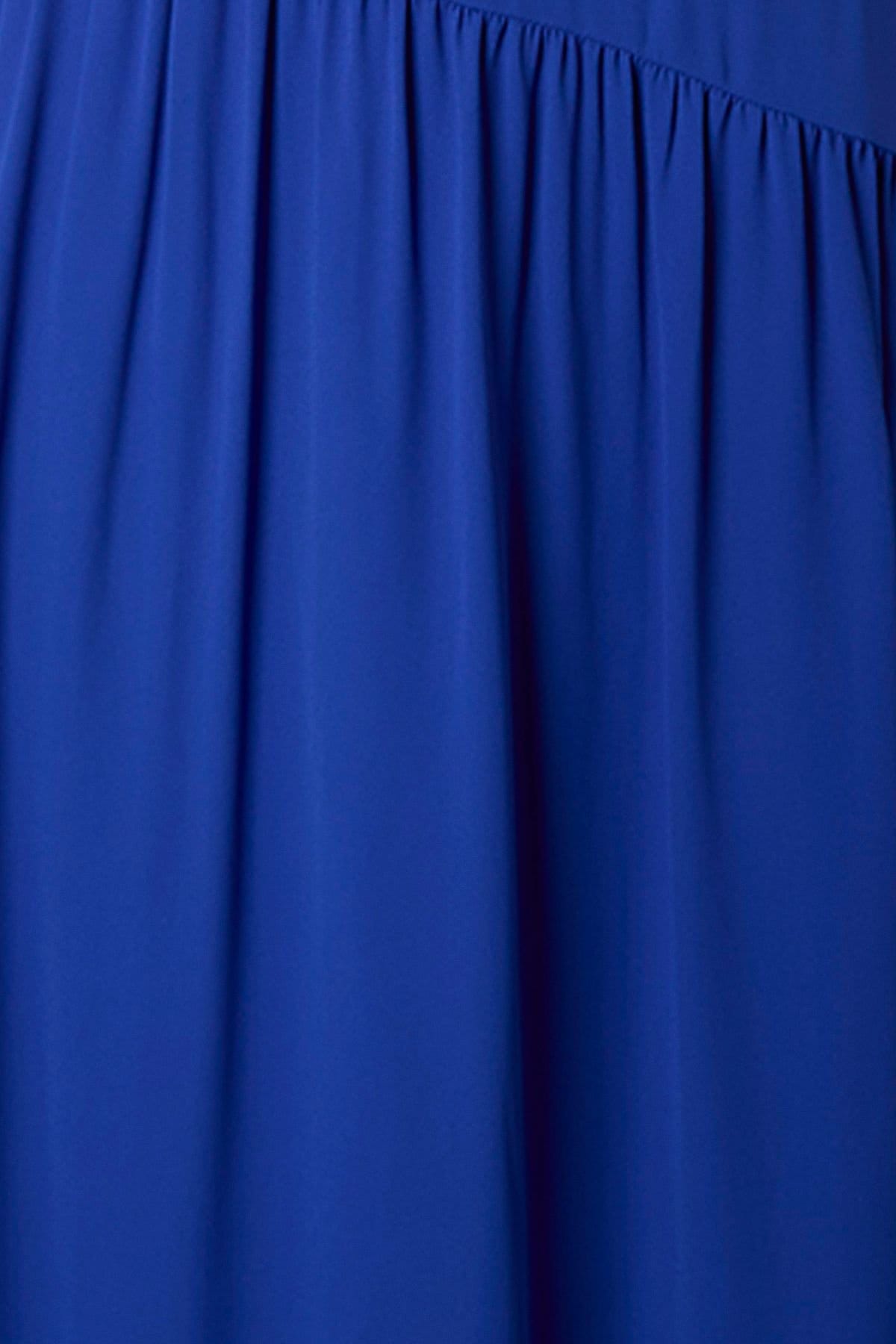 Warehouse Warehouse Women's Petite Plain Dropped Waist Chiffon Tiered Maxi Dress in Cobalt - 4