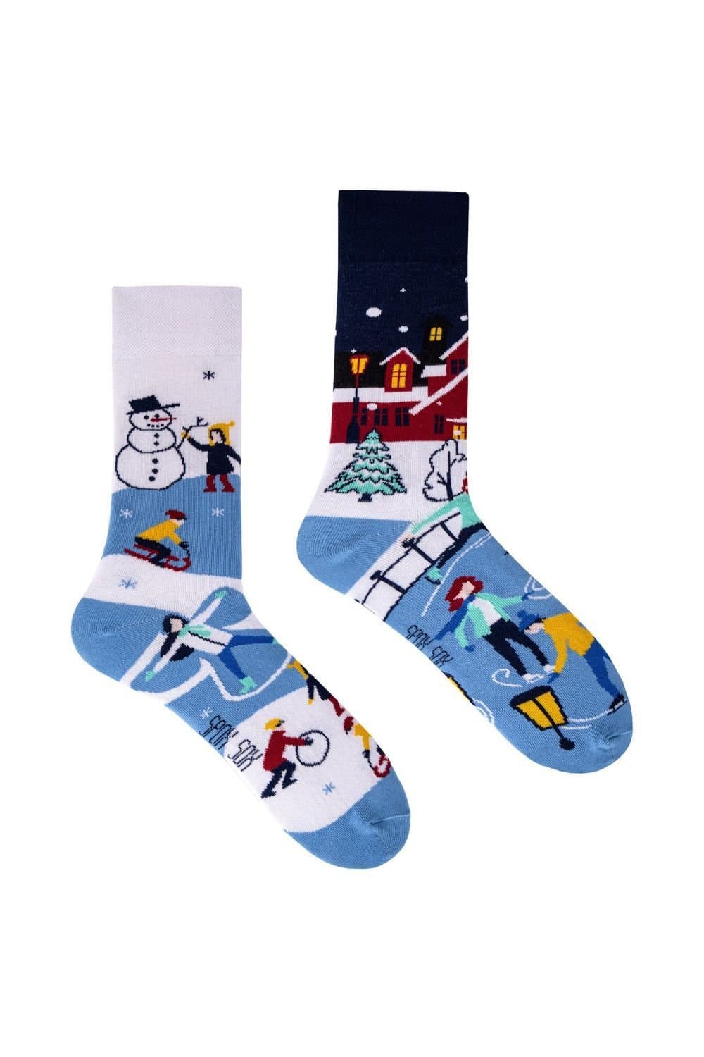 SPOX SOX SPOX SOX Men's 1 Pack Mismatched Novelty Odd Socks - Winter Activities