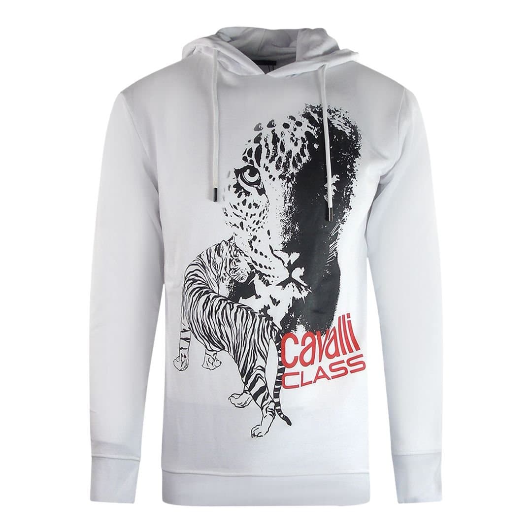 Cavalli Class Cavalli Class Men's Large Tiger Logo White Hoodie