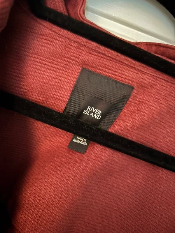 River Island 🔥 River Island Padded Shacket – Oversized Fit, Burgundy, Hooded 🔥