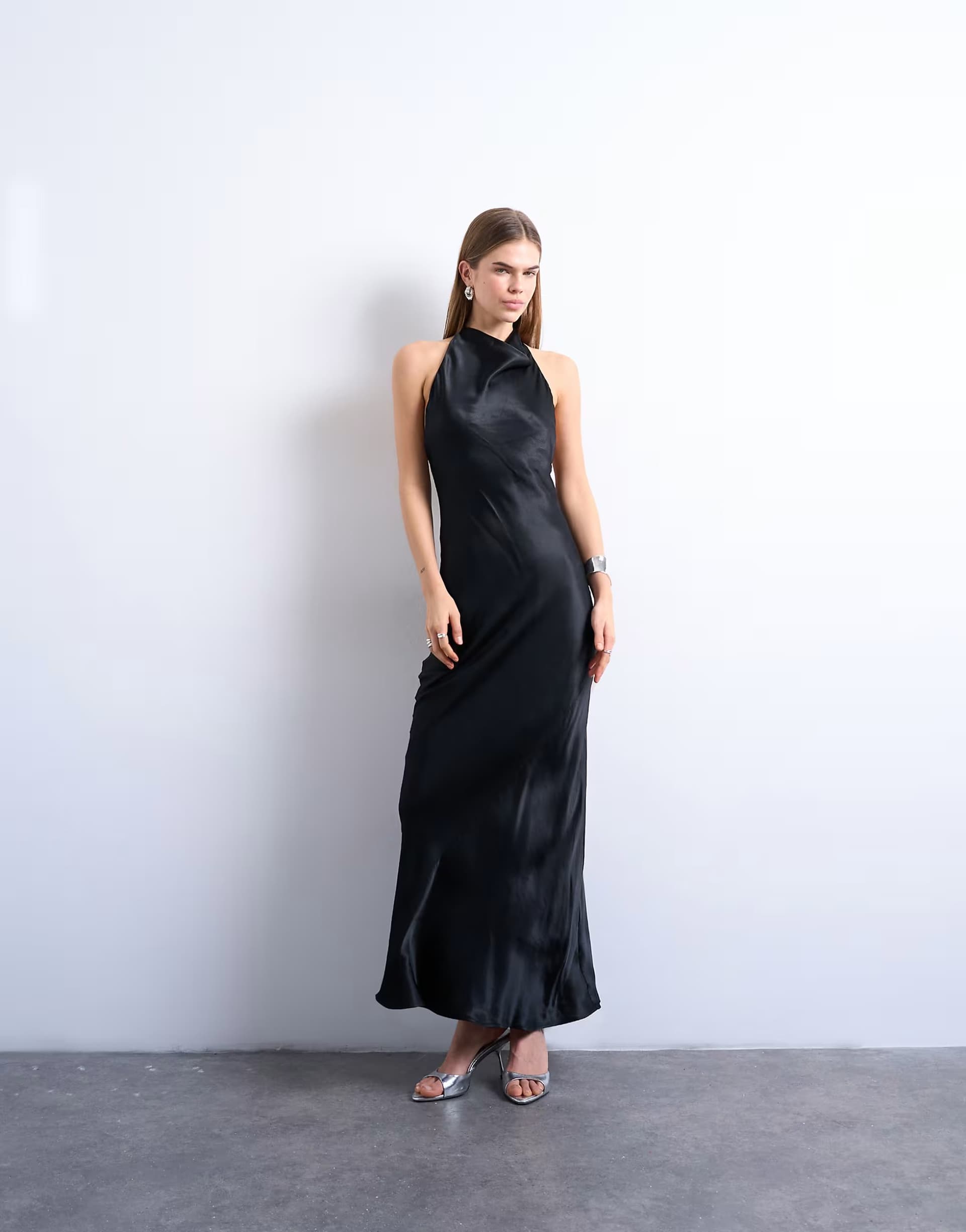 ASOS Topshop high neck cowl maxi dress in black