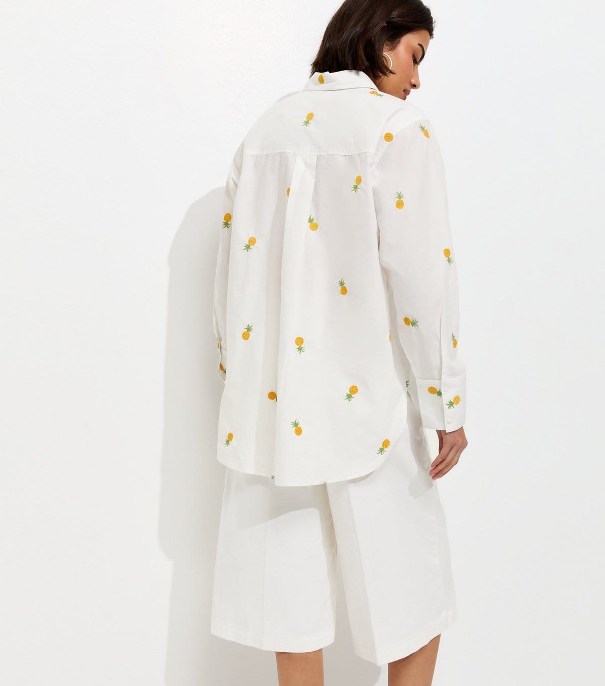 New Look Women's White Pineapple Embroidered Poplin Shirt New Look - 4
