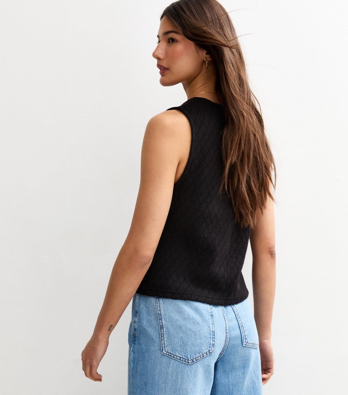 New Look Women's Black Soft Touch Flower Trim Waistcoat New Look - 4