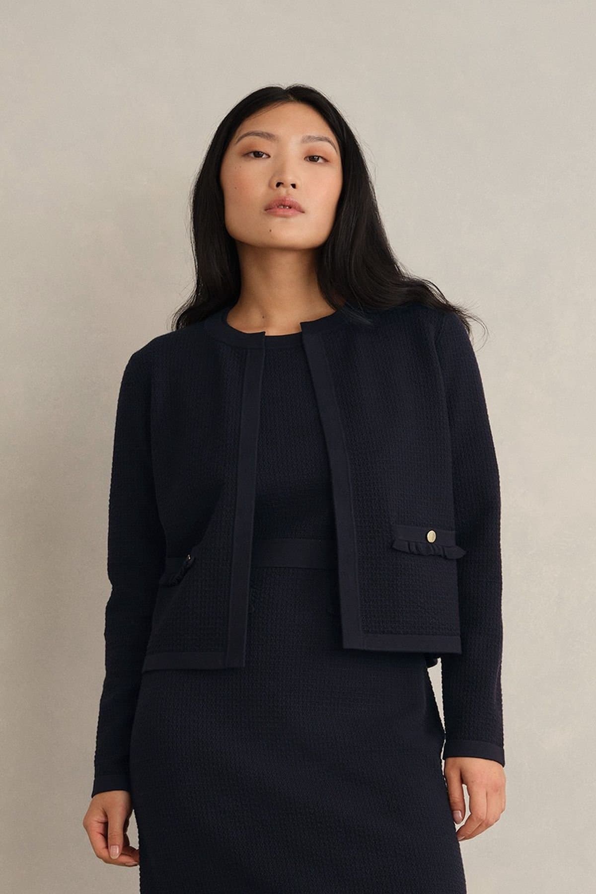 Hobbs London Hobbs London Women's Petra Knitted Jacket in Dark Navy