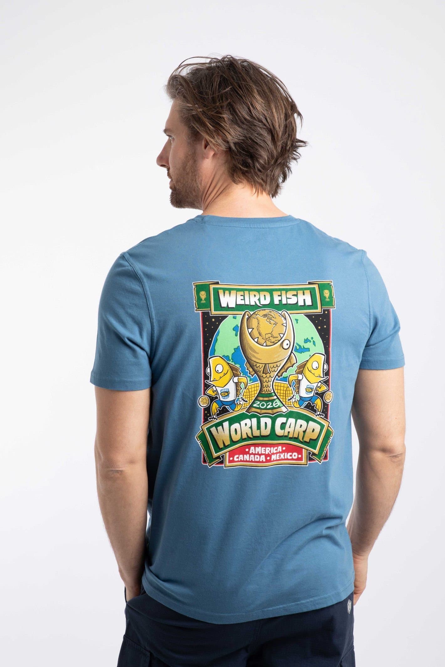 Weird Fish Weird Fish Men's The World Carp 26 Artist T-Shirt in Mid Blue