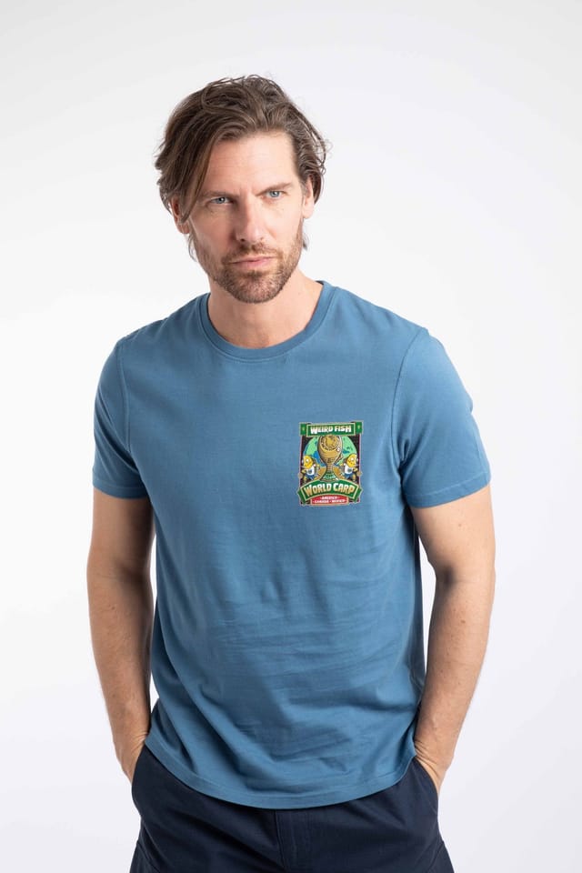 Weird Fish Weird Fish Men's The World Carp 26 Artist T-Shirt in Mid Blue - 3