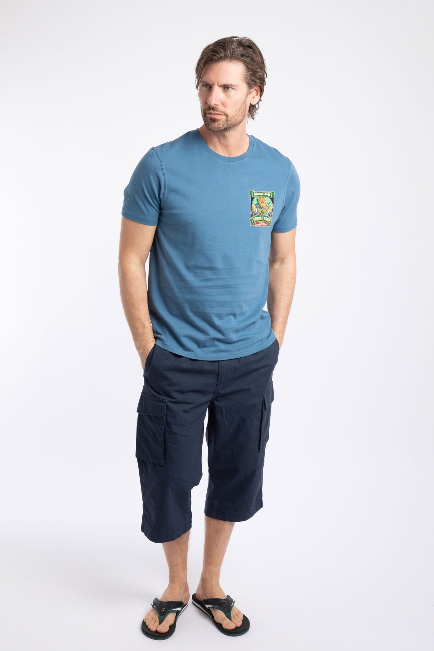 Weird Fish Weird Fish Men's The World Carp 26 Artist T-Shirt in Mid Blue - 4