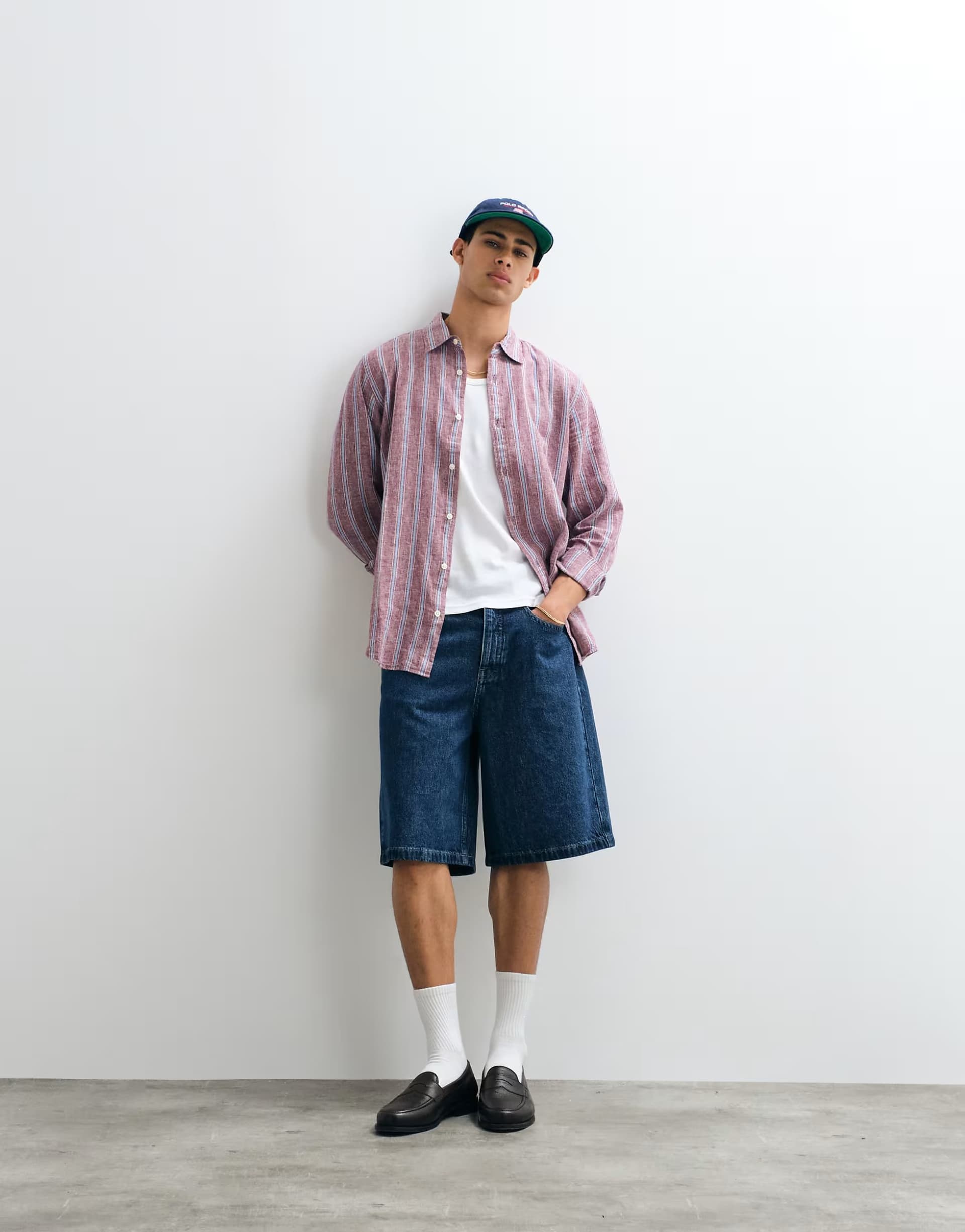 ASOS GAP linen blend shirt in plum stripe