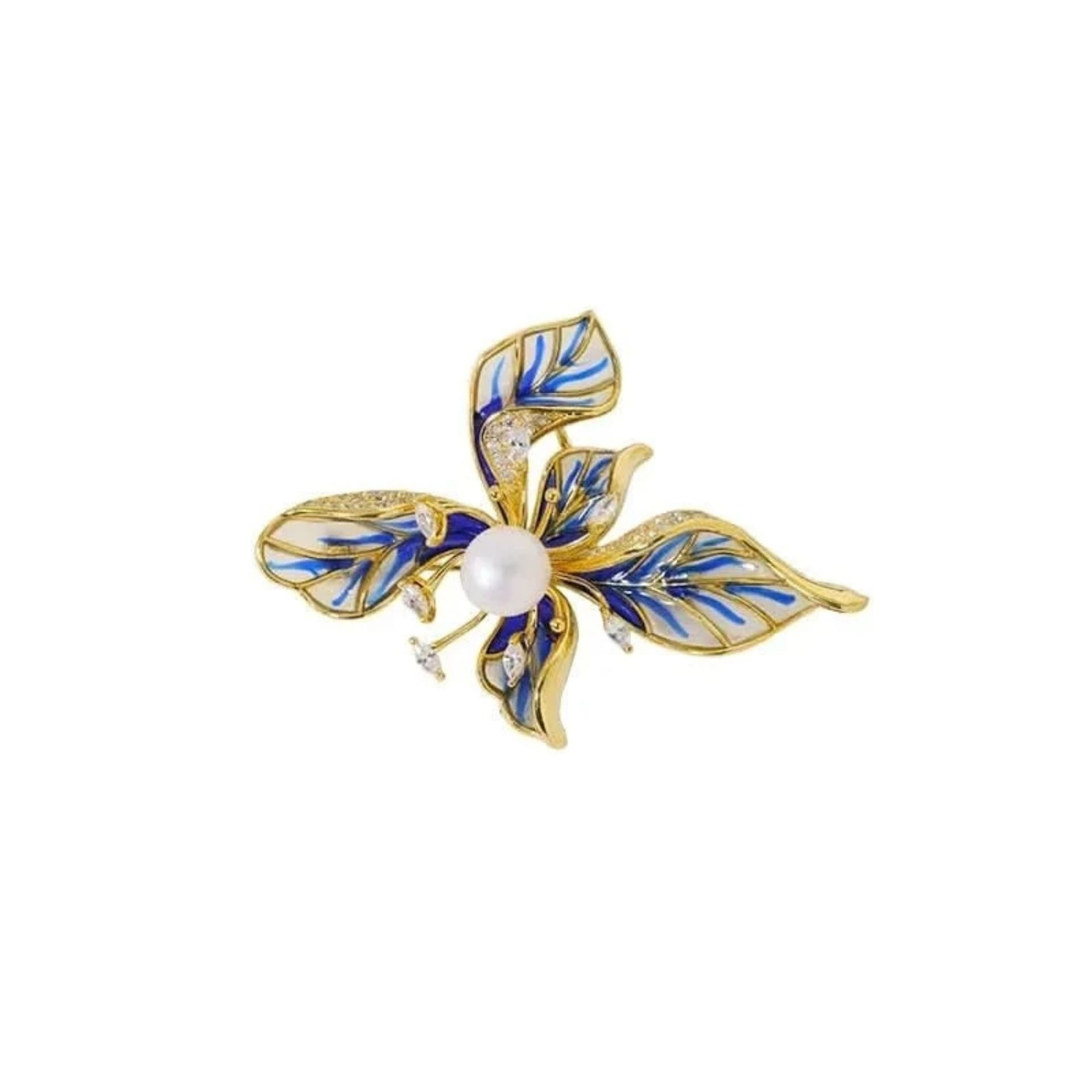 Angel Barocco Angel Barocco Blue Floral Enamel Brooch