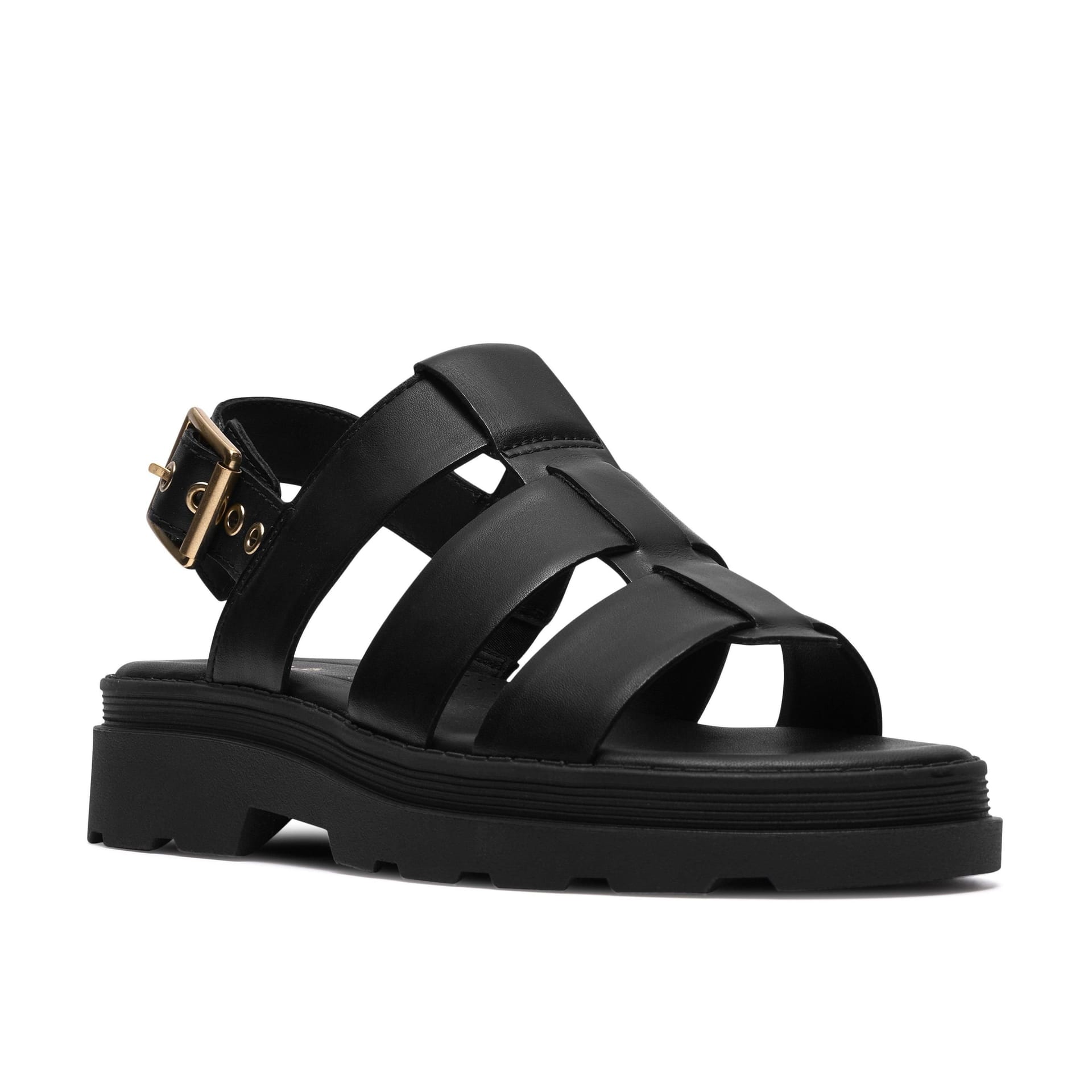 Clarks Clarks Women's Orinoco3 Strap Black Leather Flat Sandals - 4