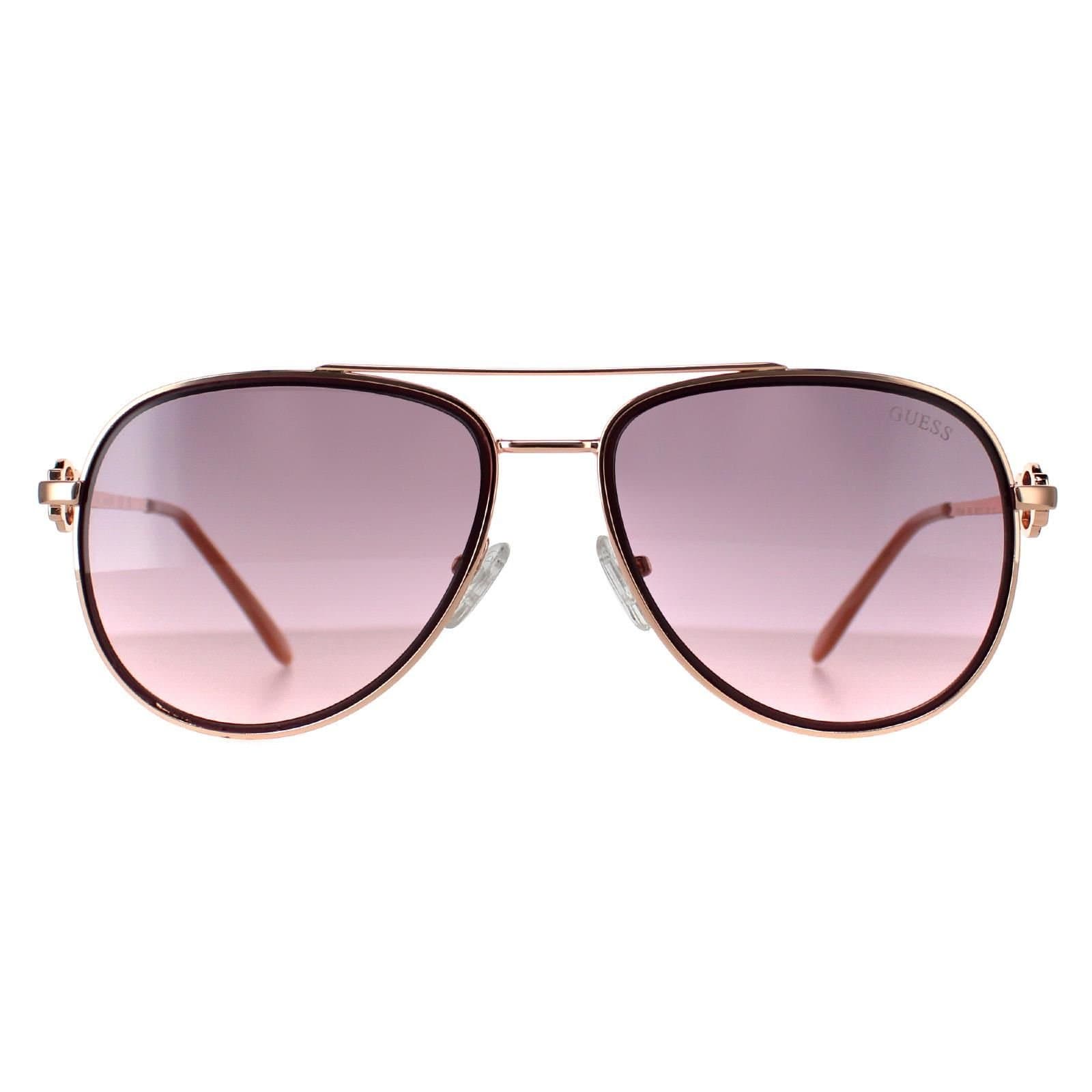 GUESS Guess Women's Aviator Shiny Rose Gold Bordeaux Mirror GF0344